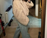 Short Fluffy Faux Fur Winter Coat