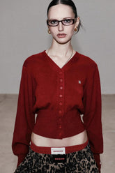 Embroidered Cotton V Neck Christmas Cardigan