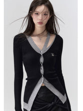 Elegant Black Knit Long Cardigan With Hollow Out Design