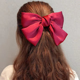 Big Red Bow Hair Accessory - Spring Korean Satin Rubber Christmas Accessories-L