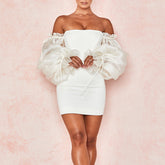 Strapless Long Sleeved Cocktail Dress