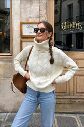 Slouchy High Neck Loose Knit Pullover Sweater