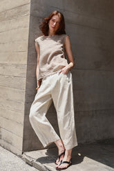 Linen Relaxed Cropped Pants