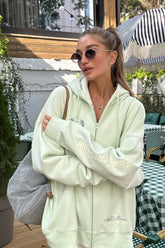 Retro Embroidered Zip-Up Hoodie