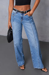 Classic Washed Mid-Rise Versatile Jeans