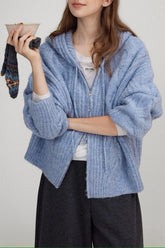 Cable Knit Hooded Soft Wool Cardigan