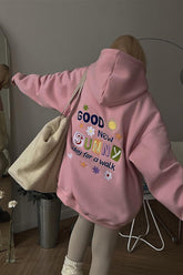 Embroidered Loose Short Hoodie