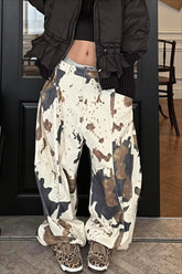 Abstract Camo Print Baggy Jeans