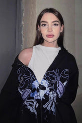 Y2K Skull Print Zip-Up Street Hoodie