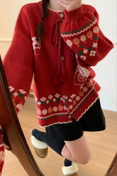 Pompom Oversized Christmas Cardigan
