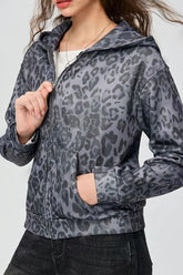 Solid Backless Mesh Zip Hoodie