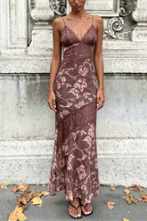 Floral Lace Trim Cami Bodycon Maxi Dress