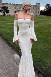 Sexy Flared Sleeve Mesh Lace Mermaid Party Dress