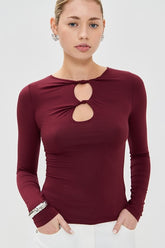 Sexy Solid Cutout Long Sleeve Fitted Base Layer