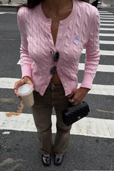 Horse Embroidered Long Sleeve Street Knit Cardigan