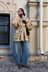 Lapel Belted Chic Tailored Trench Coat