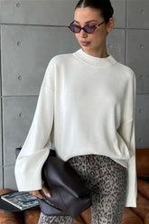 Oversized Crewneck Solid Knit Sweater