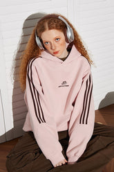 Striped Gray Raglan Sleeve Hoodie