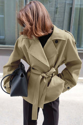 Loose Notch Collar Waist-Tied Designers Chic Trench Coat