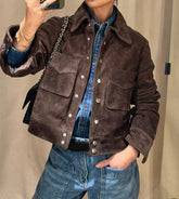 Brown Suede Single Breasted Coat