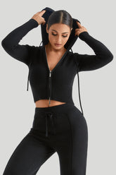 Knit Hooded Sexy High-Waist Long-Sleeve Hoodie