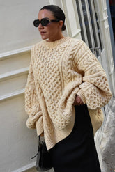 Slouchy Loose Cable-Knit Long Sleeve Sweater