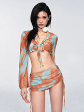 Blue Orange Tie Dye Skirt Set