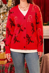 Candy Cane Graphic Button Down Christmas Cardigan