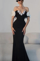 One - shoulder 3D Floral Bandage Fishtail Party Dress