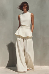 Sleeveless Minimalist Casual Two Piece Work Set