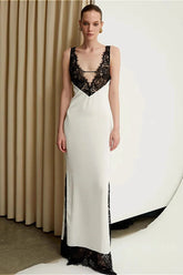 Lace Bandage V-Neck Sleeveless Party Dress