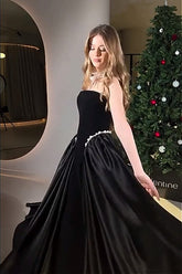 Crystal-Embellished Ruched Bustier Maxi Party Dress