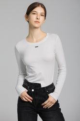 Minimalist Letter Print Slim Waist Long Sleeve Base Layer