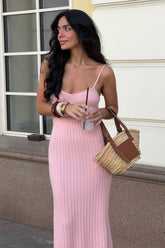 Ribbed Knit Bodycon Mermaid Maxi Slip Dress