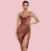 Strappy Sleeveless Frill Midi Bodycon Dress HI1250