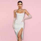 Strappy Sleeveless Slit Midi Bodycon Dress HI1267