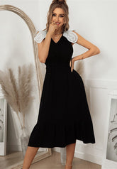 Tie Neck Scallop Lace Dress