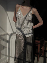 Sequin Embellished Sheer Overlay Dress