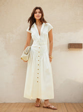 Lapel Maxi Single Breasted Dress