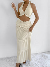 Halter Neck Two Piece Low Waist Hem Hip Long Skirt