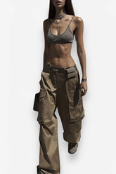 Retro low-waist loose woven pants