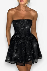 Strapless backless short evening dress