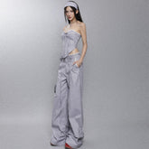 Chest-Wrapped Vest Trousers Striped Suit