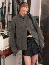 Ribbed Knit Texture Button-Up Cardigan