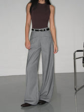 Black High-Waist Straight-Leg Suit Trousers