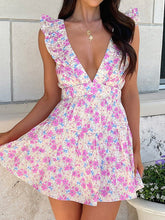 Printed Open-Back Floral Mini Dress