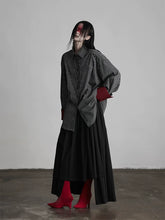 Black Oversized Cuff Color-Block Striped Shirt