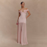 Backless Mesh Panel Midi Dress