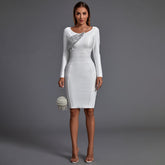 Long Sleeve Sequined Midi Bandage Dress