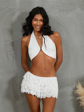 White Lace Low Waist Mini Skirt